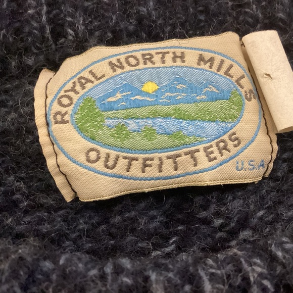 Fishermans style Wool Sweater Vintage Royal North Mills Mens size large - Picture 7 of 8